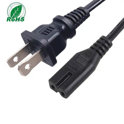 Черный американский электропровод 10A 125V 2 штифта NEMA 1-15P Подключение к IEC 320 C7
