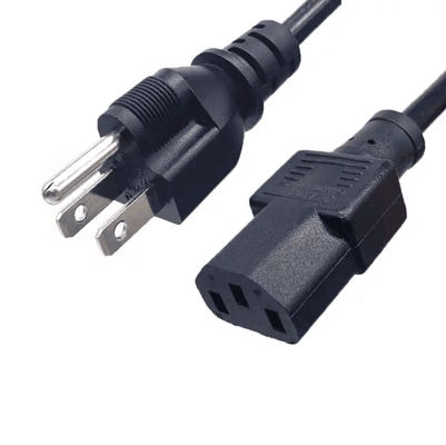 ПВХ 3-конечный японский кабель питания, IEC 320 C13 AC кабель питания 1,8 м Черный