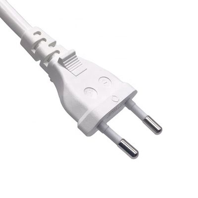 Белый европейский силовой кабель напряжения VDE 2 PIN Plug 2.5A 250V 1,7m