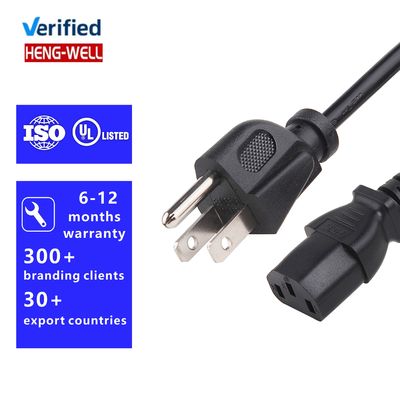 3 штифта 15A 125V UL электропровод